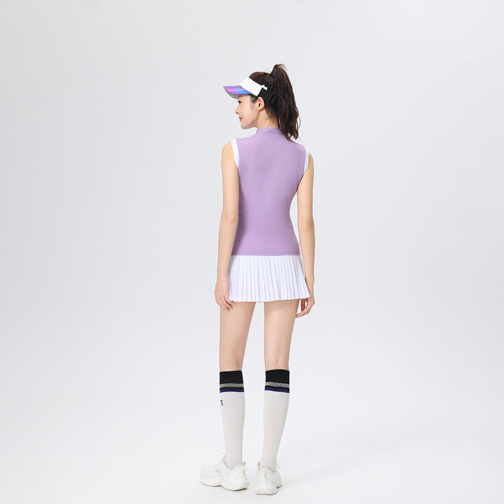 Golf sports patchwork sleeveless top