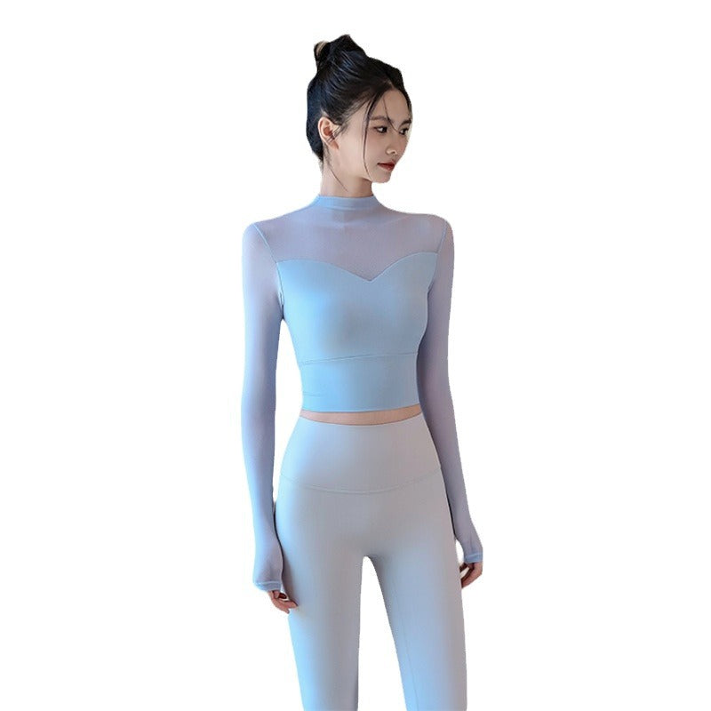 Mesh High-Neck Long Sleeve