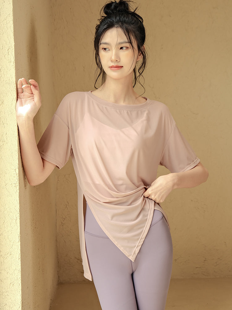 Loose flesh yoga short-sleeved T-shirt