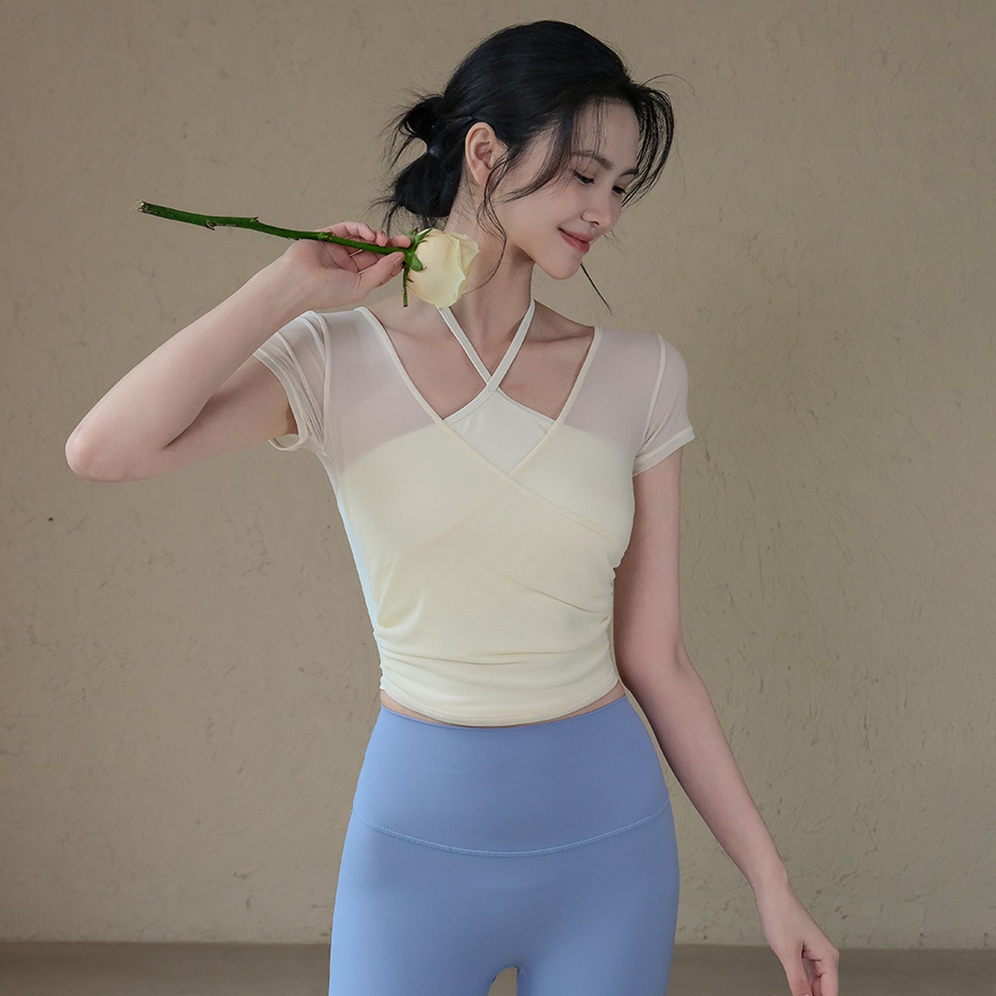 Waist slimming, Breathable mesh fitness, Sports short sleeves