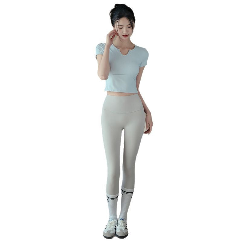 Slim and slim sports fitness short sleeves