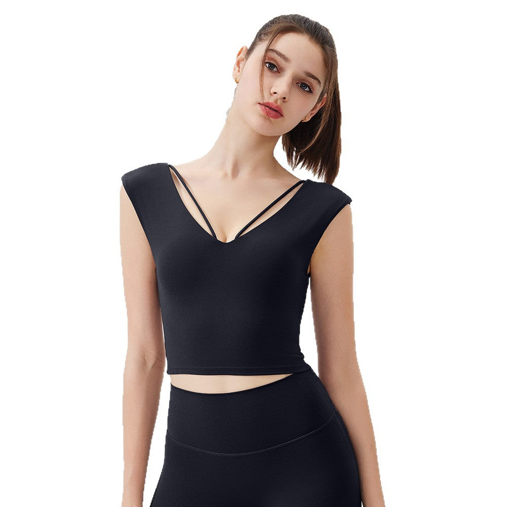V-neck slimming and quick-drying, Casual, Slimming, Yoga, Fitness short sleeves