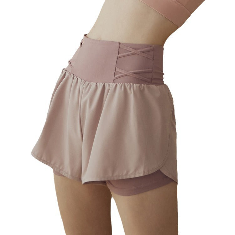 High-waisted loose breathable sports shorts