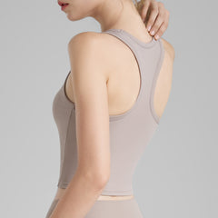 Threaded skinny crew neck high-intensity sports bra
