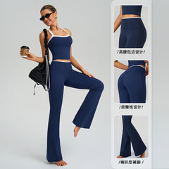 Contrasting high-waisted quick-drying running fitness bootcut pants