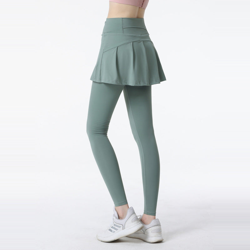 Fake two high-waisted anti-light leggings