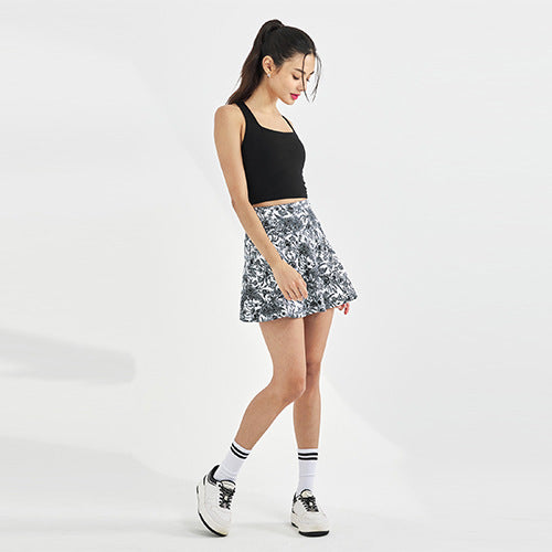 Fashion printed golf tennis badminton bra short skirt set