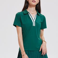 Casual loose V-neck quick-drying running tennis polo shirt