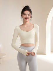 Chic Open Back Pilates Long Sleeve - Breathable & Slimming Workout Top