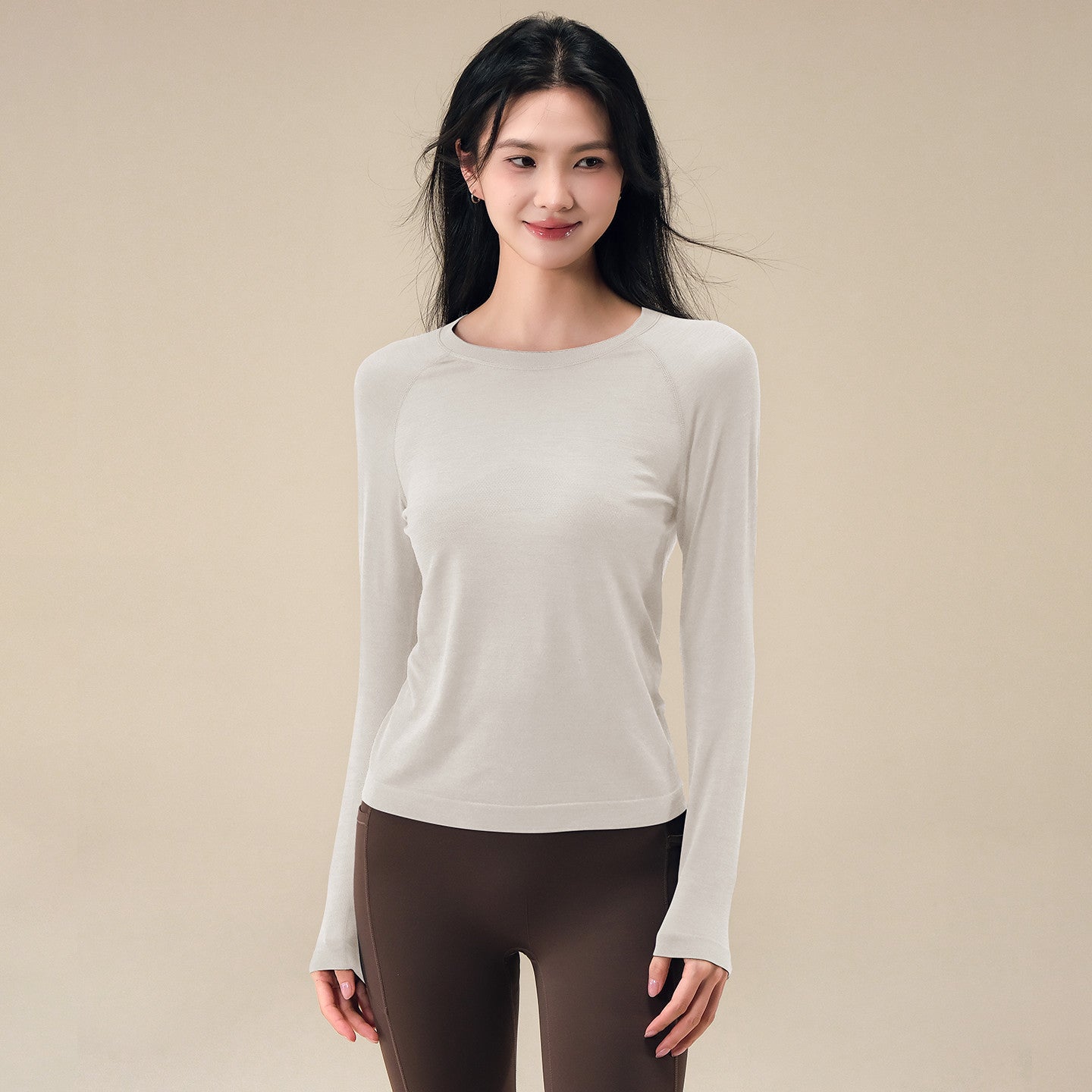 Skin-friendly wool sports long-sleeved gym clothes