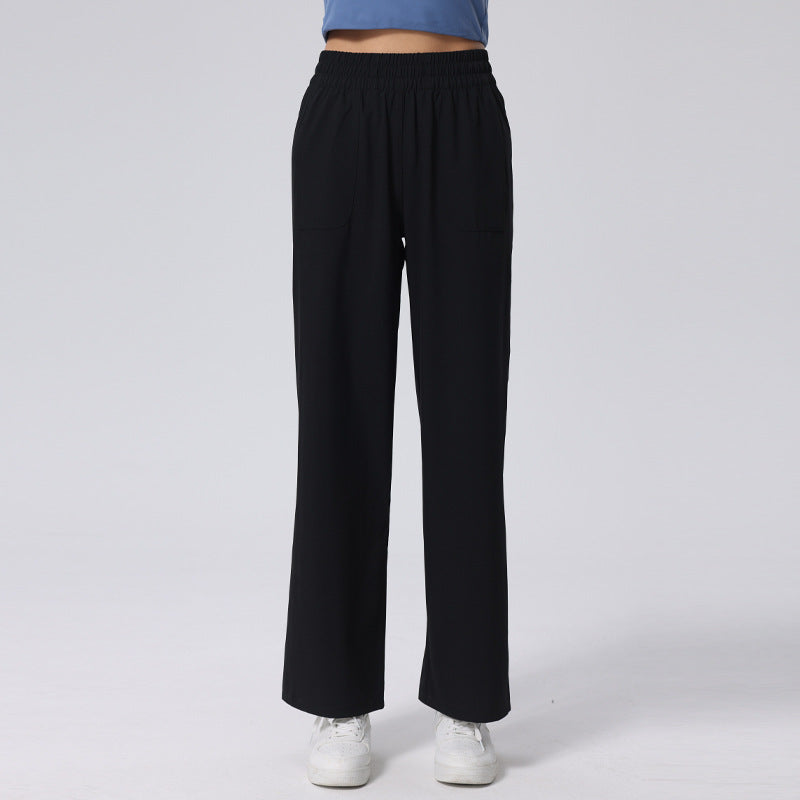 Soft high-rise straight-leg slacks