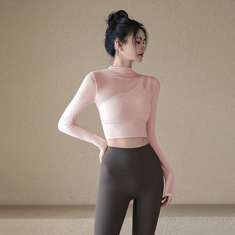 Mesh fake two pieces with chest pads and long sleeves