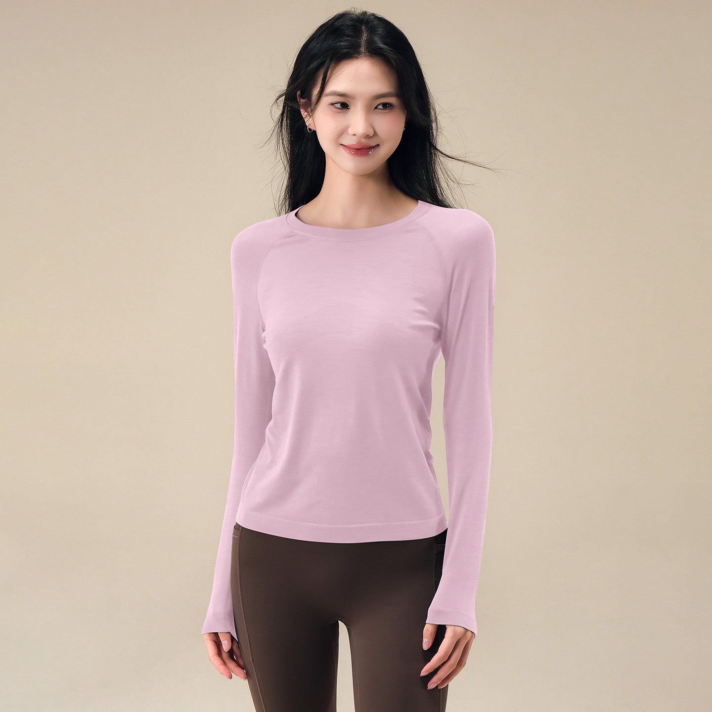 Skin-friendly wool sports long-sleeved gym clothes