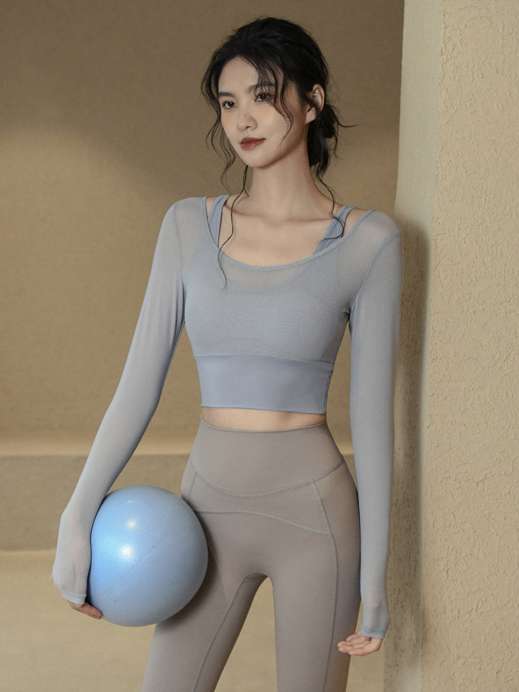 Fake two-piece long sleeves with chest pad