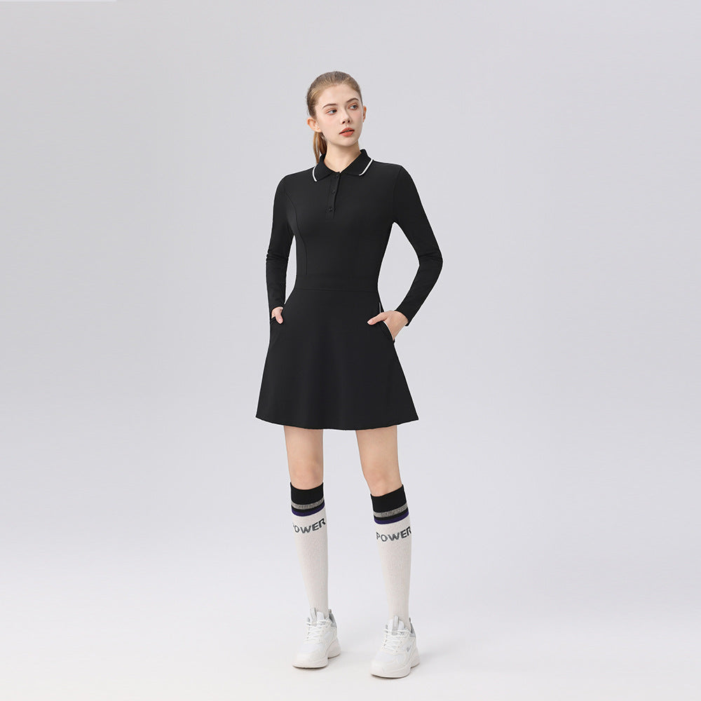 Polo collar contrast slim slimming versatile golf long-sleeved suit