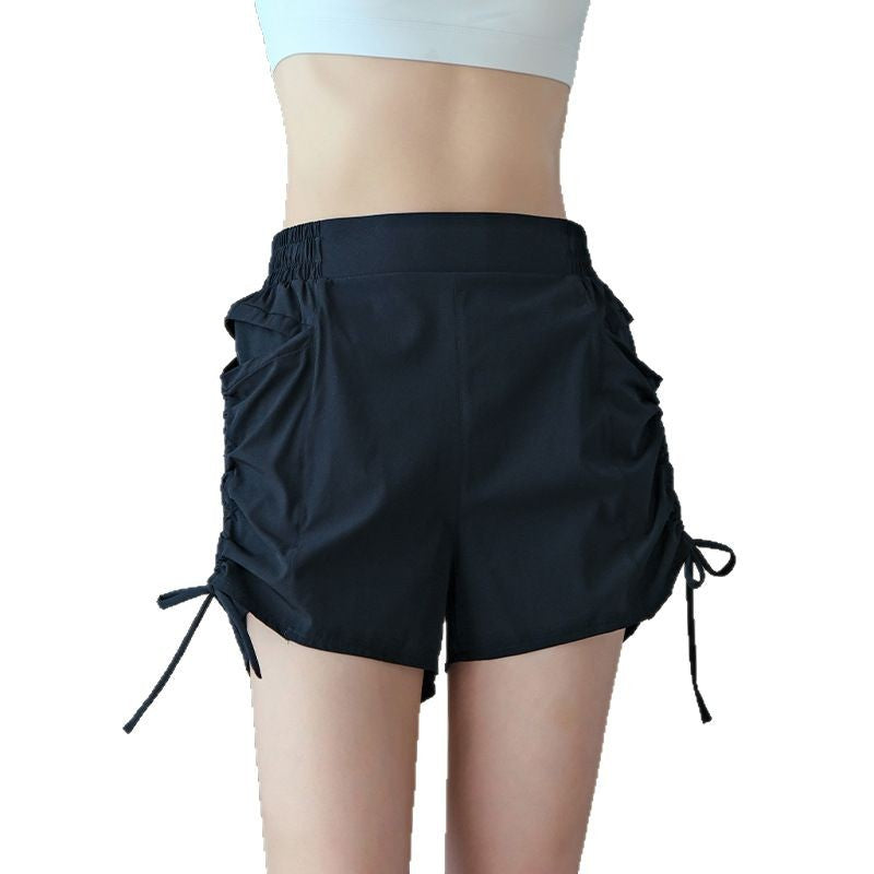 Drawstring pleated large pockets for loose, Breathable shorts