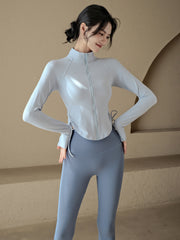 Drawstring slimming zipper jacket