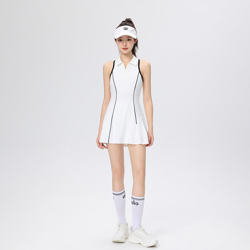 The new contrasting waist slimming golf tennis skirt