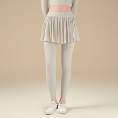 Fake two high-waisted stretch mesh yoga trousers
