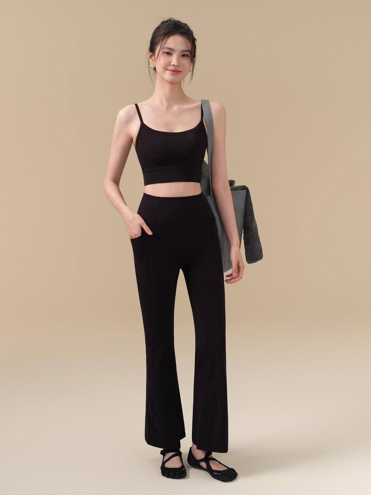 Autumn and winter high-elastic lycra sports cloud-sensing yoga bell-bottoms