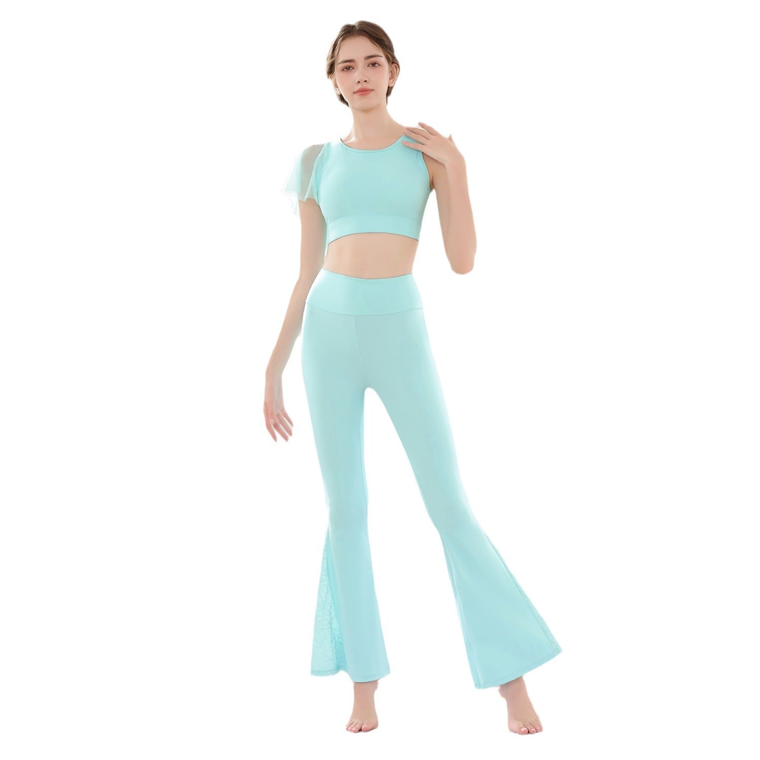 Dunhuang Flying Goddess skin-friendly lace mesh flared pants set