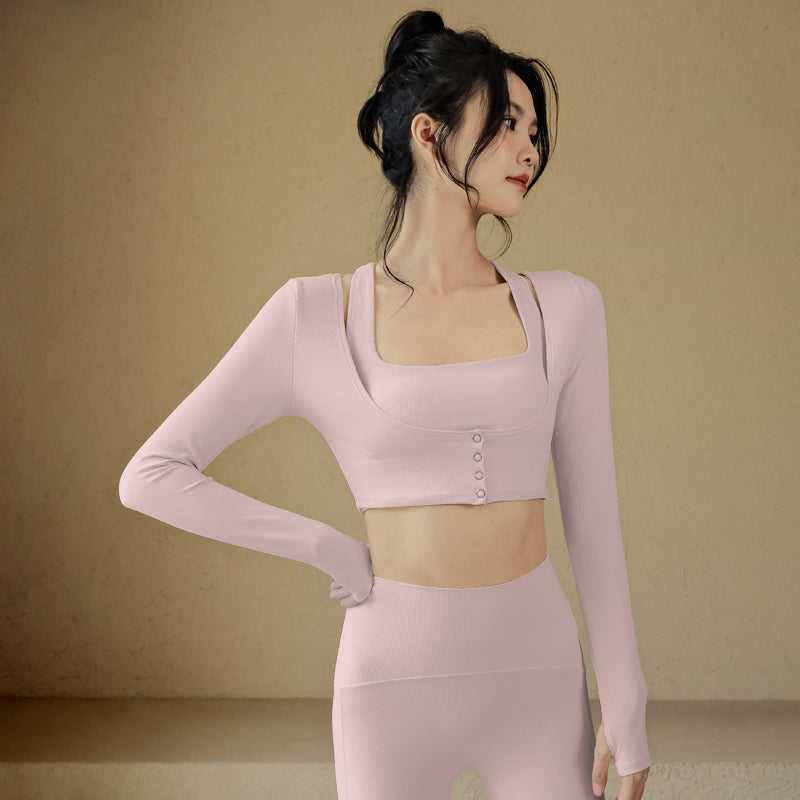 Ribbed temperament yoga long sleeves