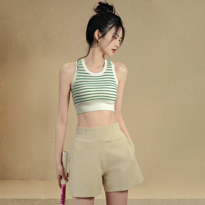 Striped sports vest with chest pad