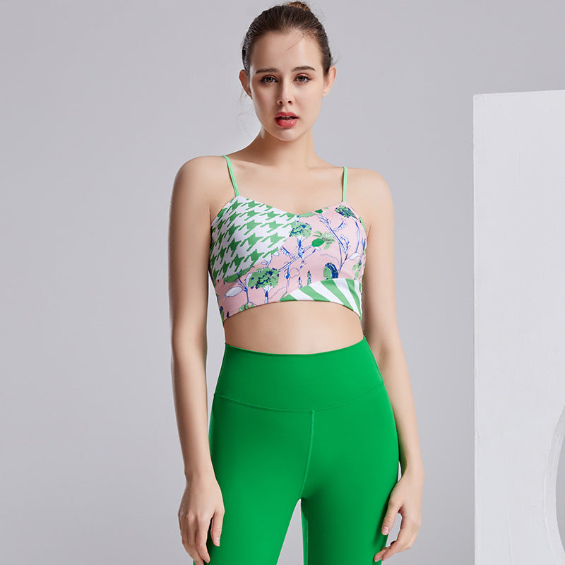 Printed one-piece sports bra