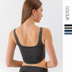 Imitation denim U-shaped stretch shows thin and quick-drying beautiful back