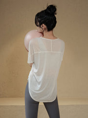 Loose cover-up slimming yoga short-sleeved T-shirt