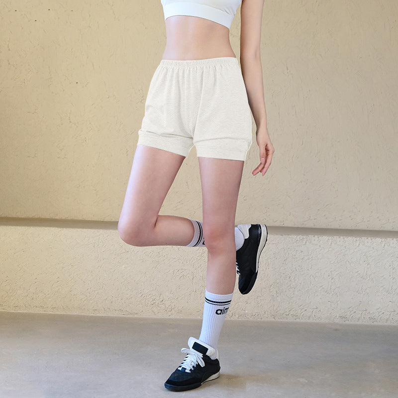 Solid cotton loose-fitting, Breathable stretch three-point shorts