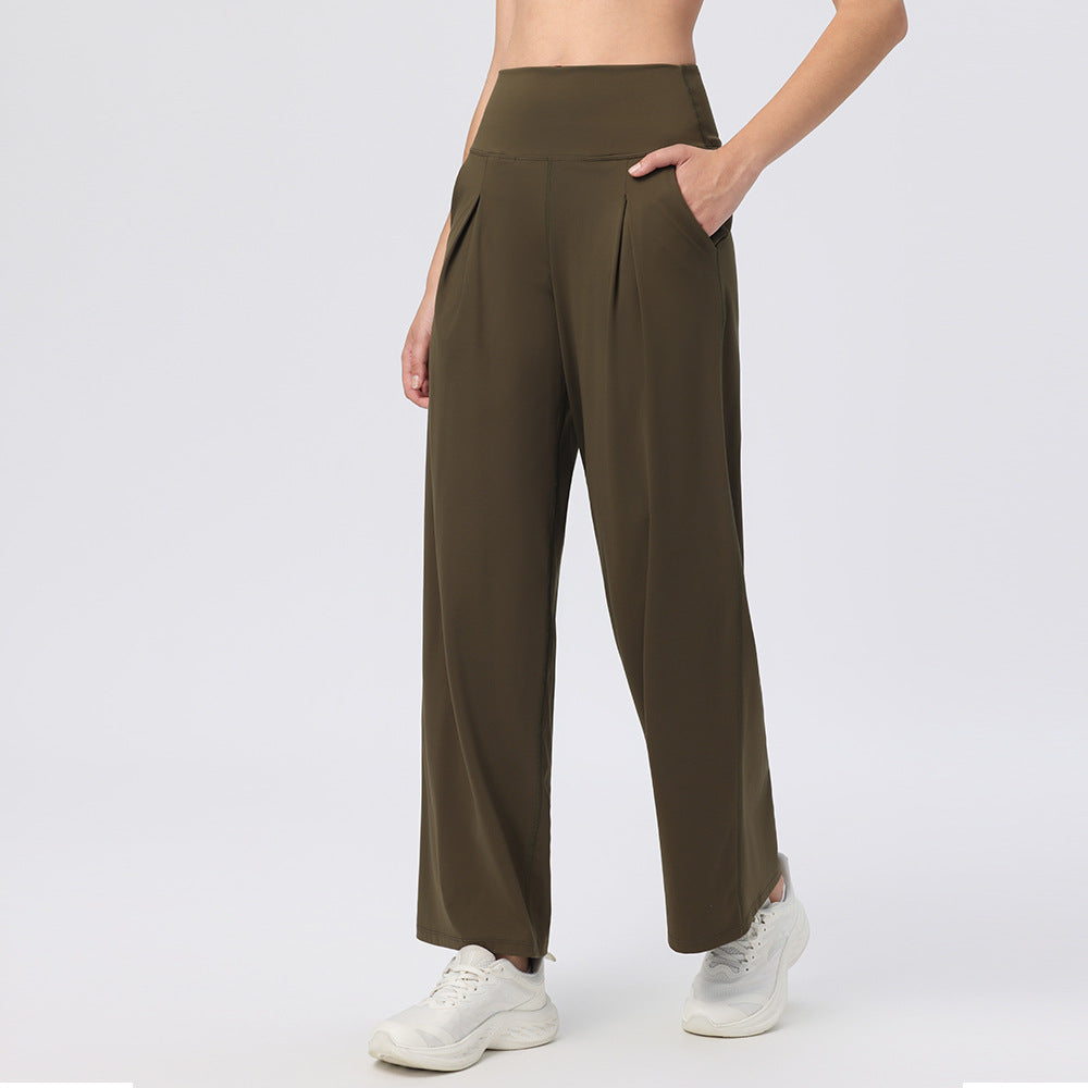 Cloud-felt loose wide-leg high-waisted trousers