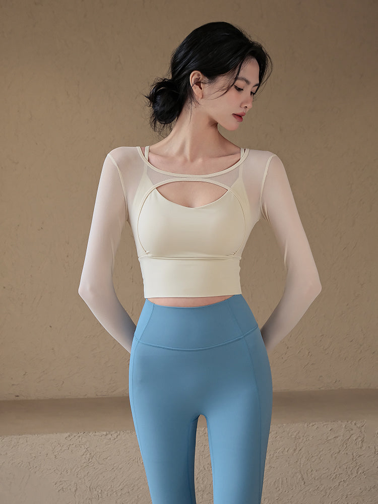Sexy mesh long sleeves with chest pads