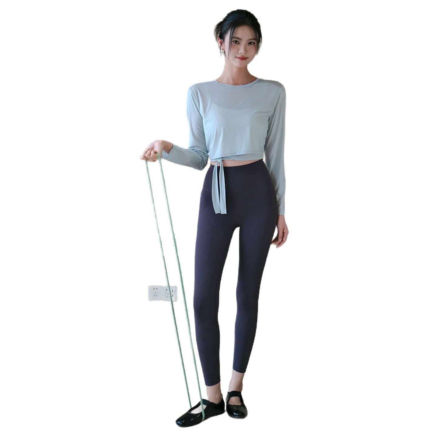 Hollow beautiful back yoga top with long sleeves