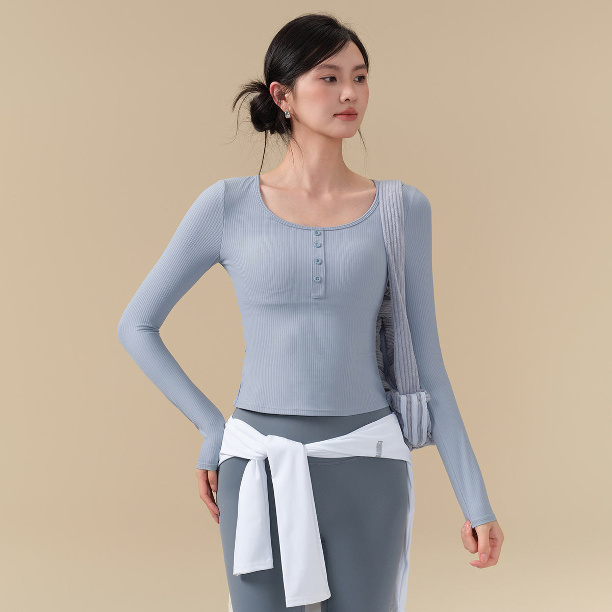 With chest pads, Wear nude and breathable fitness long sleeves