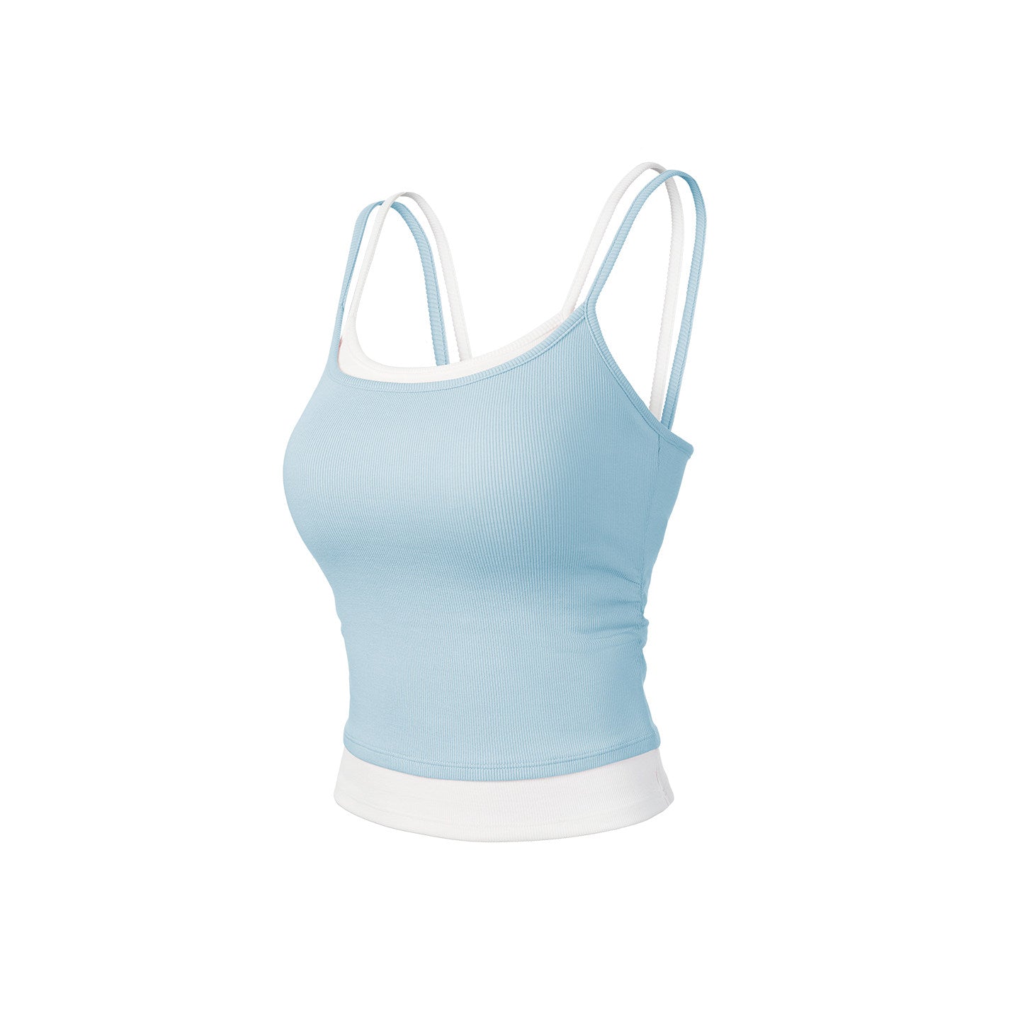 Color-block 2-in-1 Layered Yoga Tank Top with Double Shoulder Straps