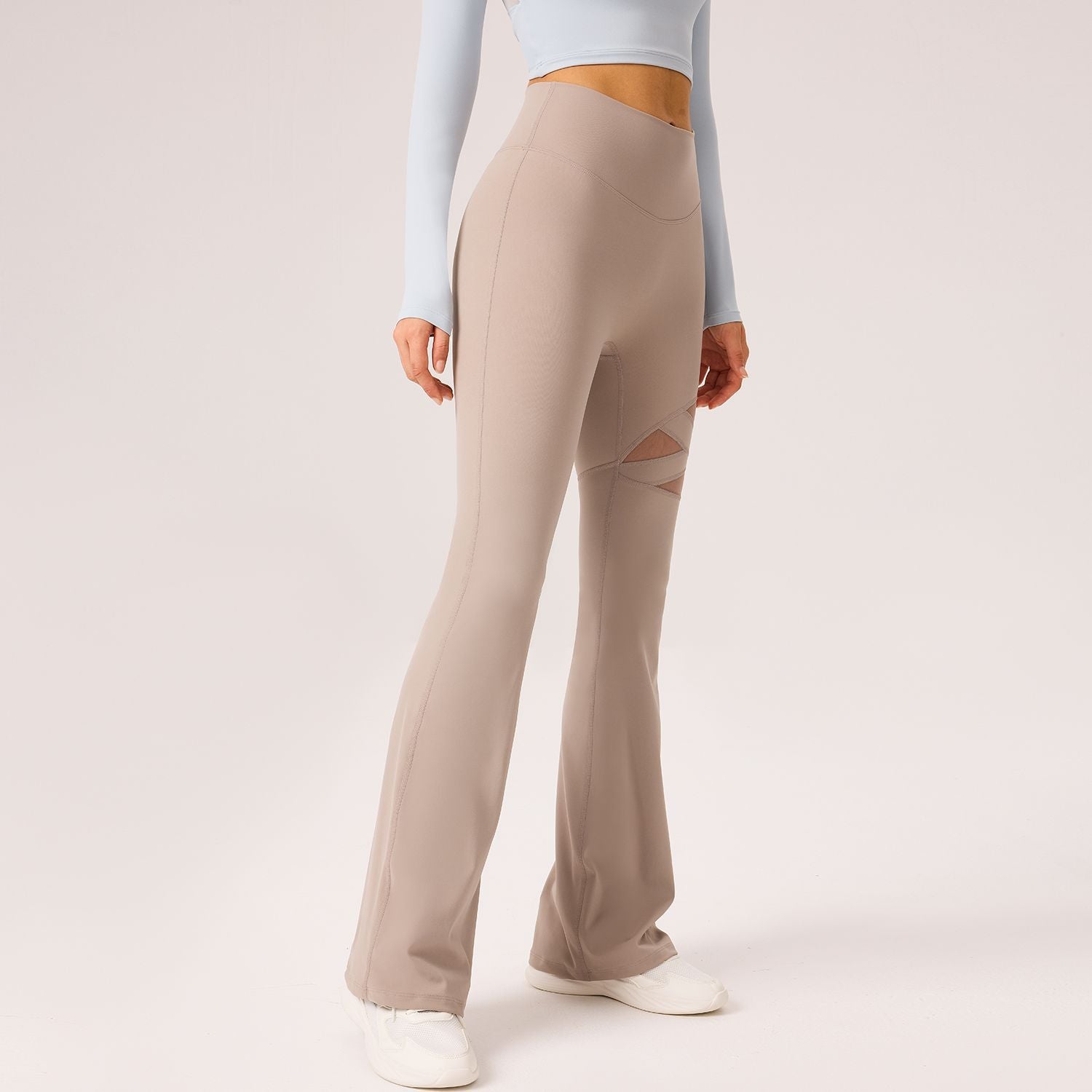 Hollow breathable high-waisted hip lift slimming yoga sports bell-bottoms