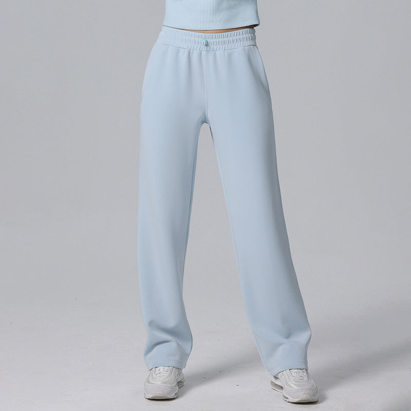 Slim loose high-waisted athleisure straight-leg pants