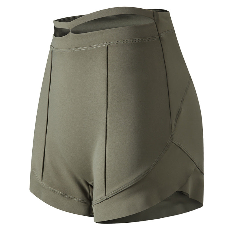 Solid color high-stretch skinny fitness athleisure yoga shorts