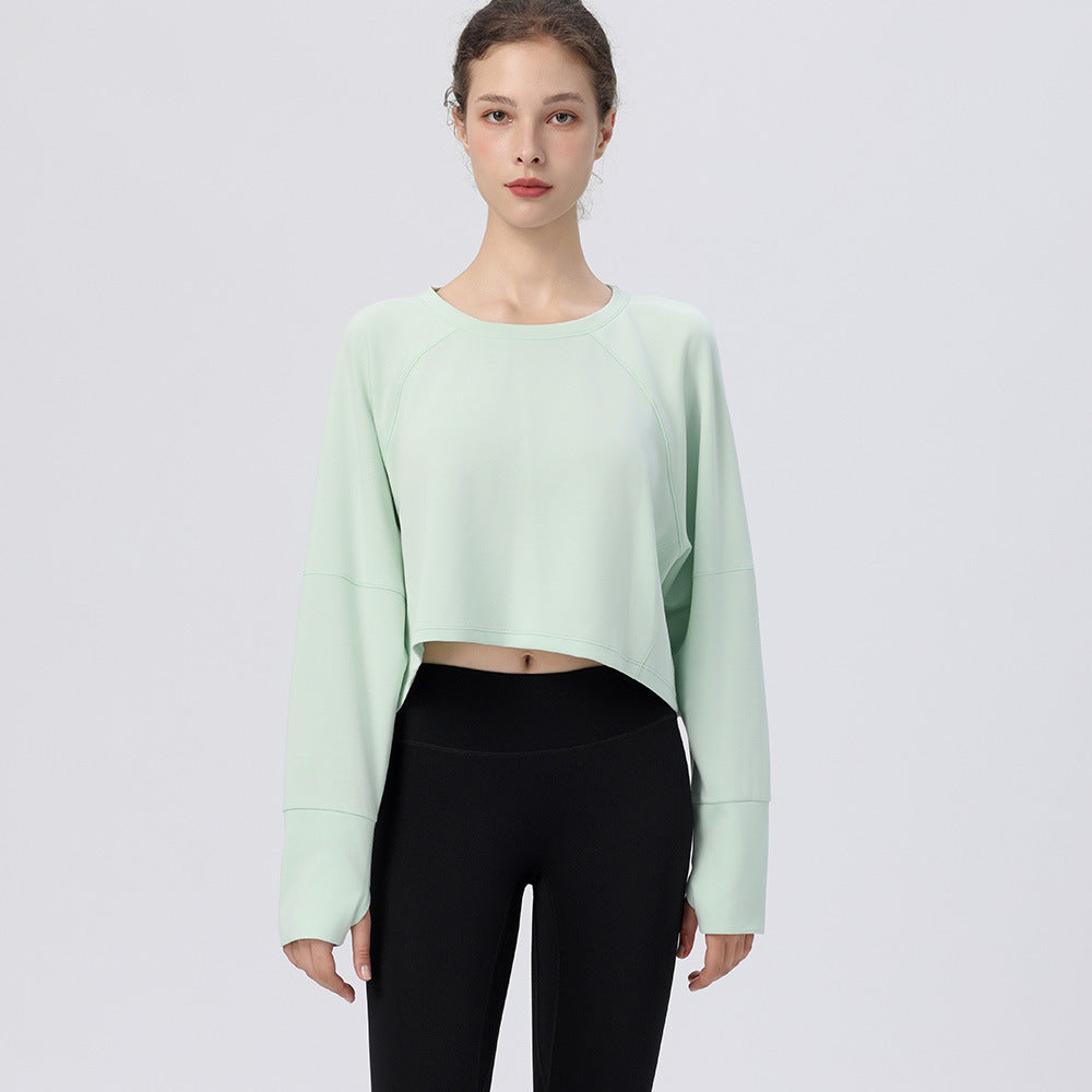 Loose crew neck gym top cover-up