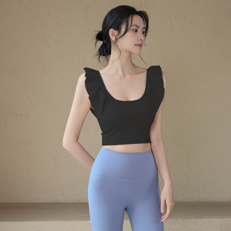 Lace sleeves breathable fitness sports beautiful back bra
