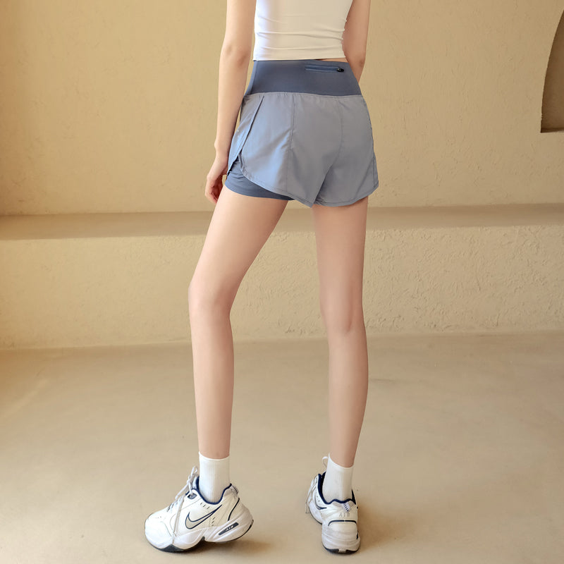 Quick-drying anti-glare fake two-piece shorts