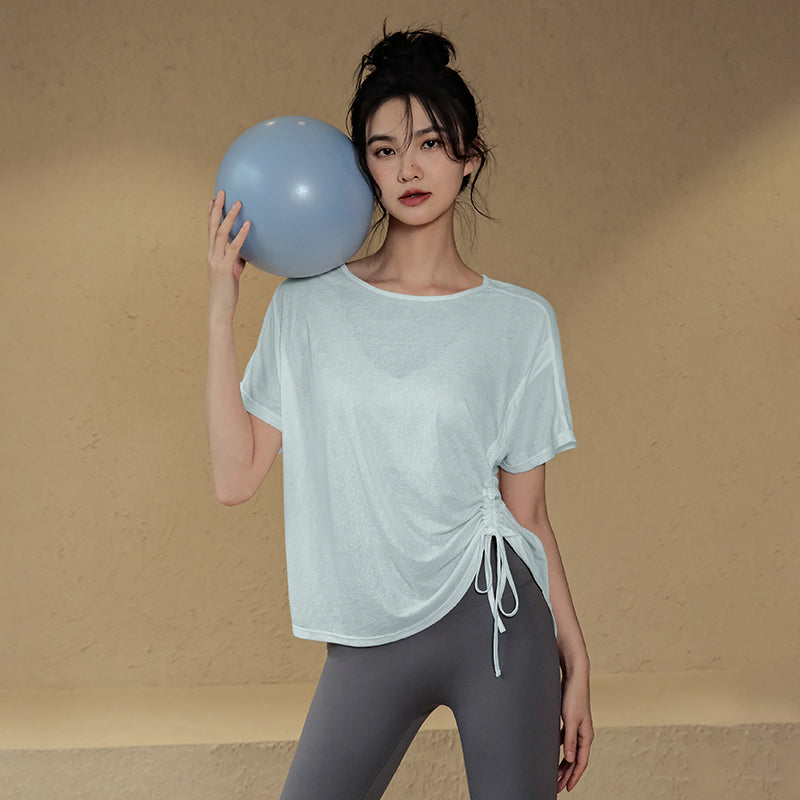 Loose cover-up slimming yoga short-sleeved T-shirt
