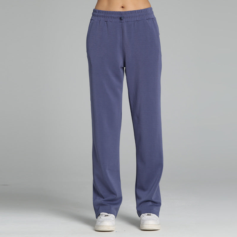 Slim loose high-waisted athleisure straight-leg pants