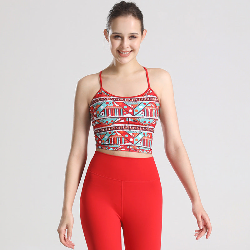Printed one-piece sports bra