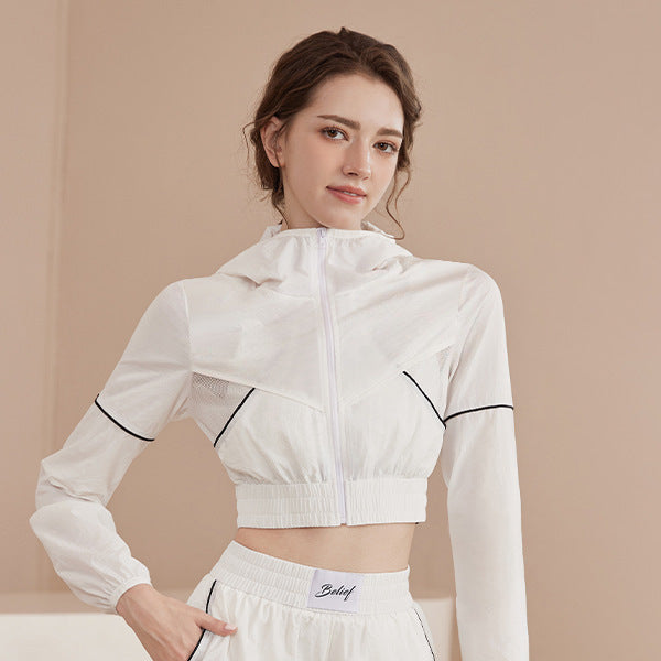 New breathable slimming fitness yoga zippered long sleeve jacket