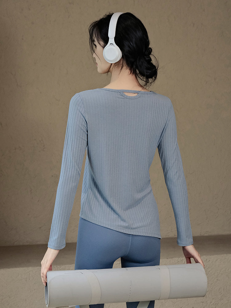 Slit quick-drying yoga long sleeve t-shirt