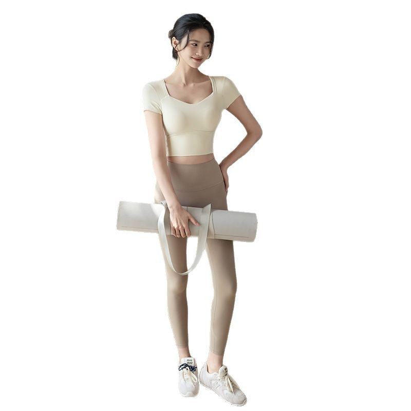 Waist tightened, Breathable, Sports, Fitness training, Short sleeves