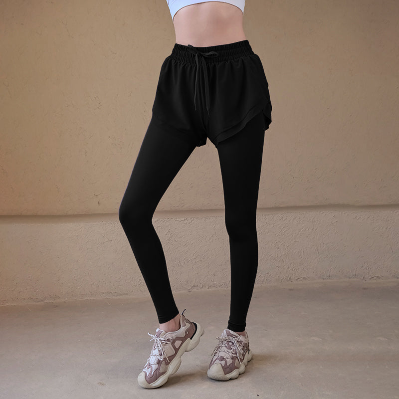 Fake Two-Piece High Waist Pants