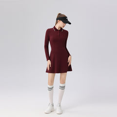 Polo collar contrast slim slimming versatile golf long-sleeved suit